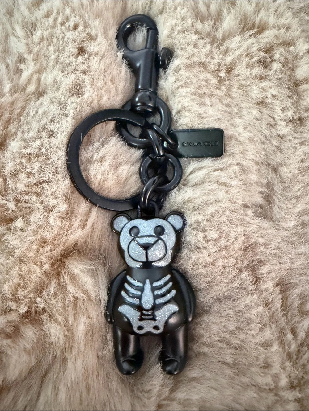 NWOT Coach Metallic Skeleton Teddy Bear Key Charm